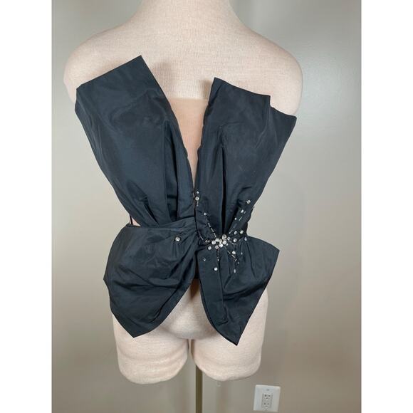 Nafsika Skourti Corset Knot Floral Beaded Top in Black Size 4 - Picture 3 of 11